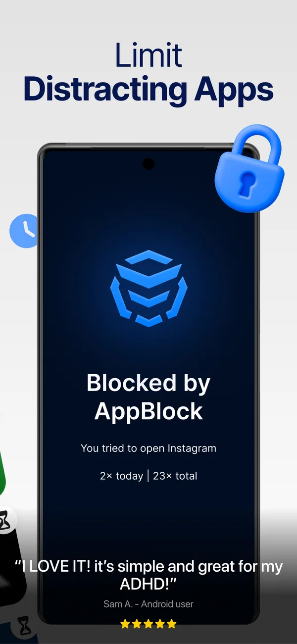 AppBlock Android blocked app screen
