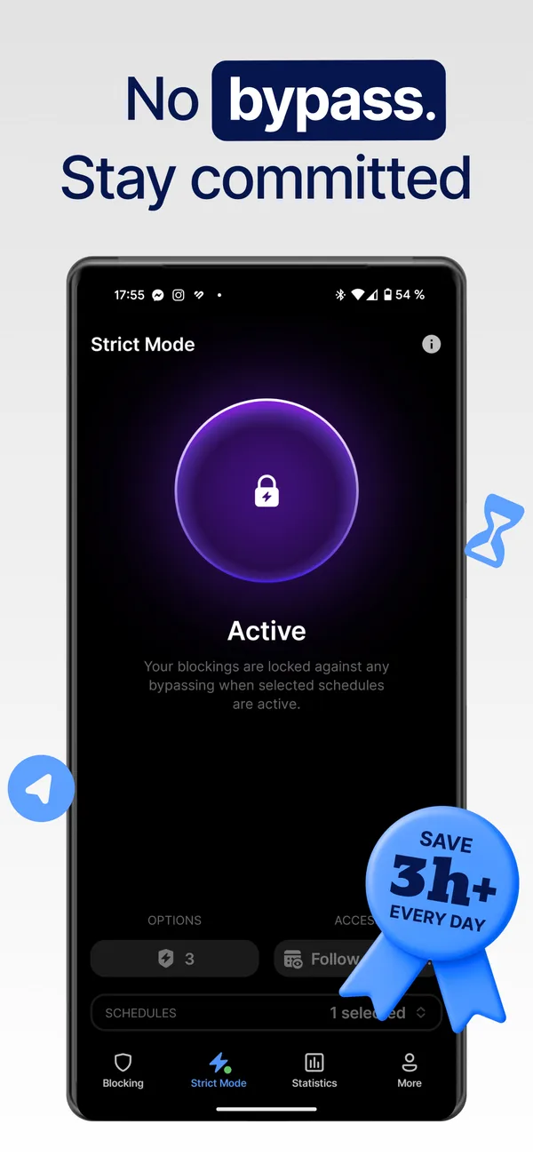 AppBlock Android Strict Mode screen