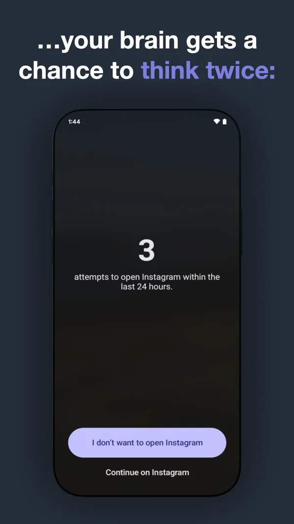 one sec prompt before opening an app
