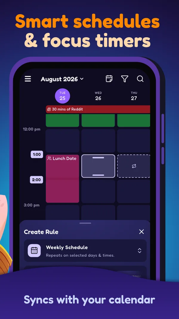 Screentide calendar and schedule controls